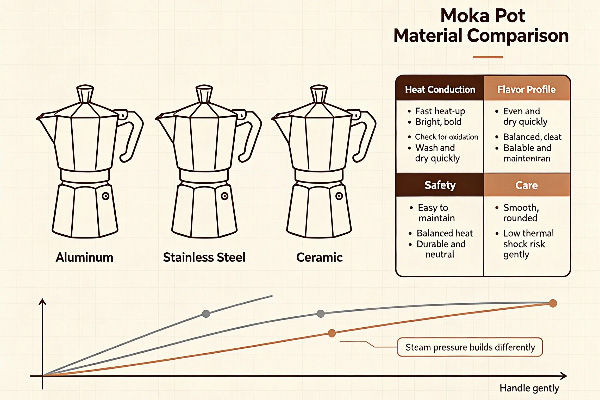 Ceramic Moka Pot vs Aluminum vs Stainless Steel