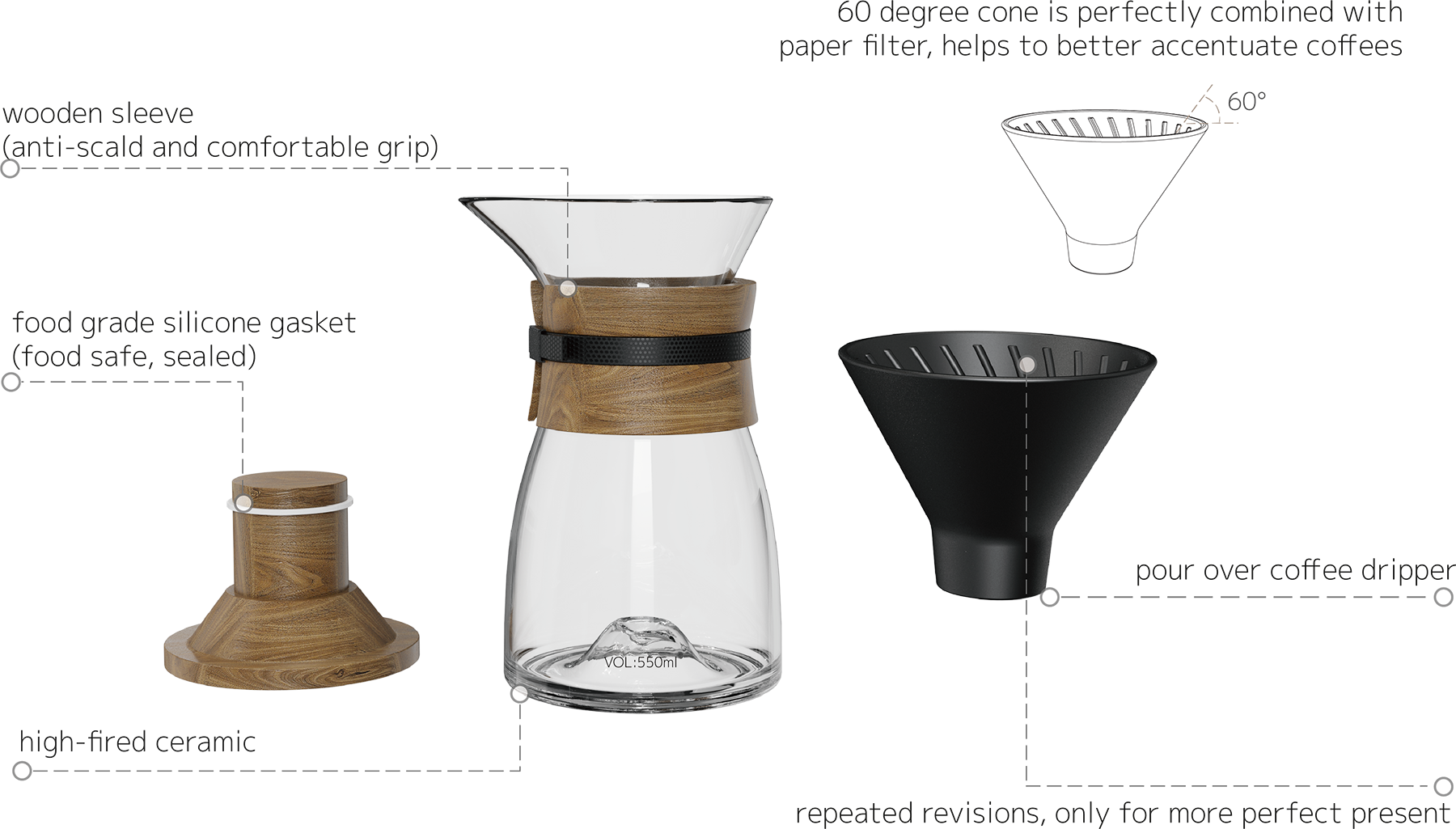 Aurora Pour Over Coffee Maker Glass CPC550-04A