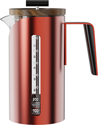 Bright Stainless Steel Glass French Press CPA800-08A Red