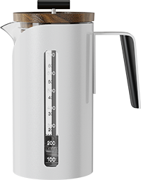 Bright Stainless Steel Glass French Press CPA800-08A White