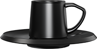 Ceramic Capuccino Cup and Saucer CM230-02B Black