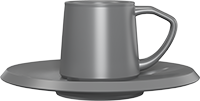 Ceramic Capuccino Cup and Saucer CM230-02B Grey