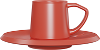 Ceramic Capuccino Cup and Saucer CM230-02B Red