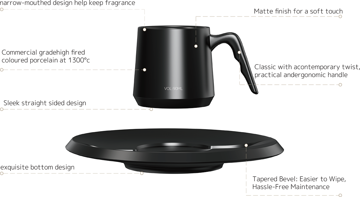 Ceramic Coffee Cup and Saucer CM90-03B
