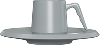 Ceramic Coffee Cup and Saucer CM90-03B Light Grey