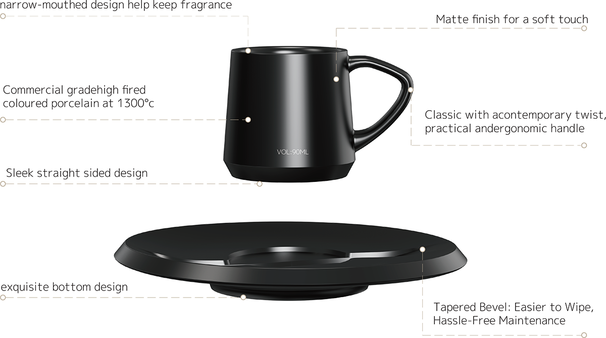 Ceramic Espresso Cup and Saucer CM90-02B