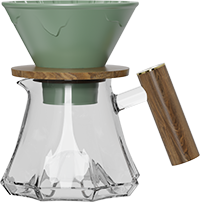Volcano Glass Server Set with Wooden Handle CPC450-02A Green