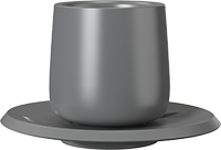 Double Walled Coffee Cup and Saucer TPA150-01B Grey