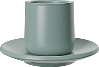 Double Walled Coffee Cup and Saucer TPA230-01E Green Grey