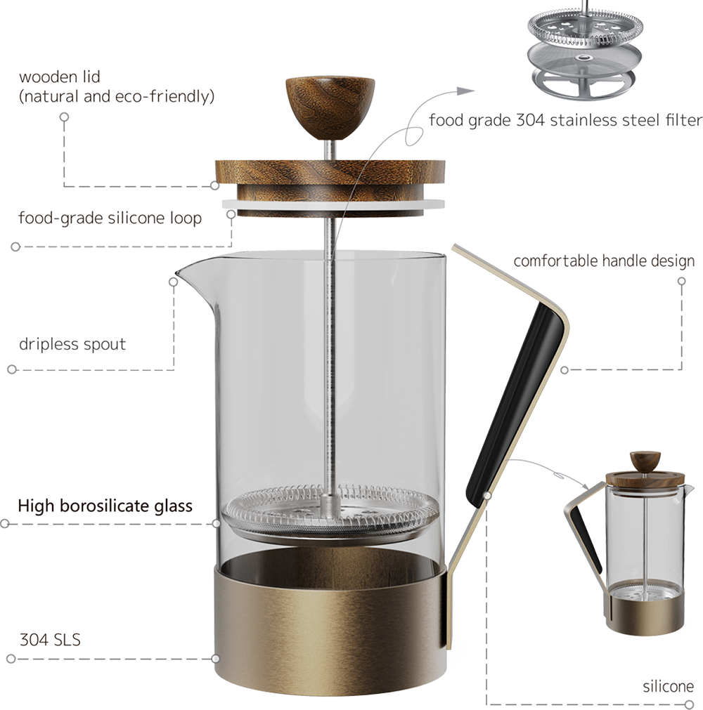 Duke Glass French Press CPA600-06B-Glass