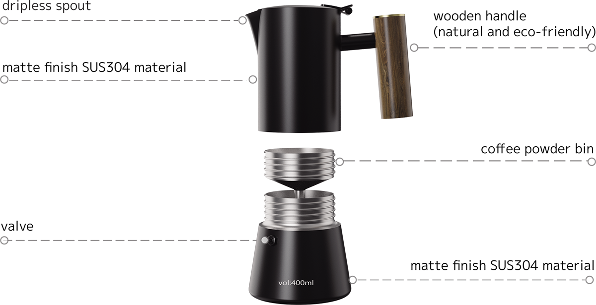 Flourish Moka Pot CPB40001A DHPO