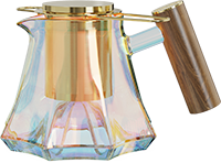 Octagonal Glass Teapot with Wooden Handle TPA550-01A Electroplate