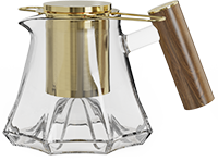 Octagonal Glass Teapot with Wooden Handle TPA550-01A Glass