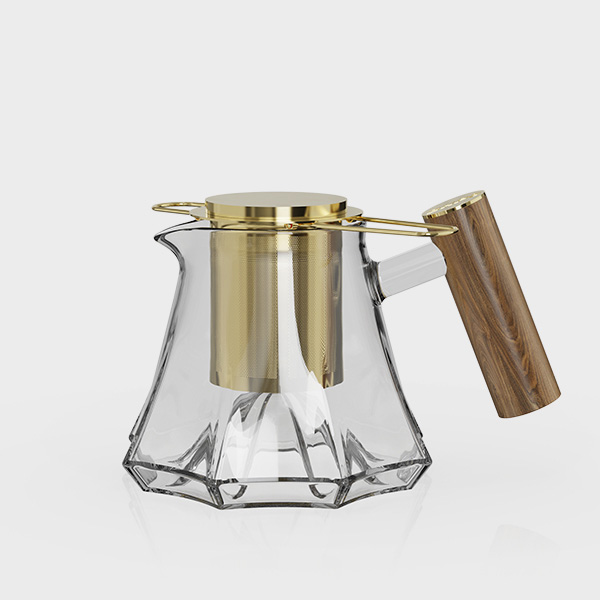 Octagonal Glass Teapot with Wooden Handle TPA550-01A