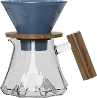 Volcano Glass Server Set with Wooden Handle CPC450-02A Dark Blue