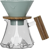 Volcano Glass Server Set with Wooden Handle CPC450-02A Light Grey