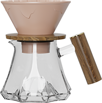 Volcano Glass Server Set with Wooden Handle CPC450-02A Rose Beige