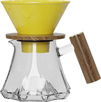 Volcano Glass Server Set with Wooden Handle CPC450-02A Yellow